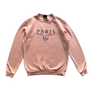 Moletom vintage Paris Ile de France bordado soletrado com gola redonda tamanho L (Manual M)