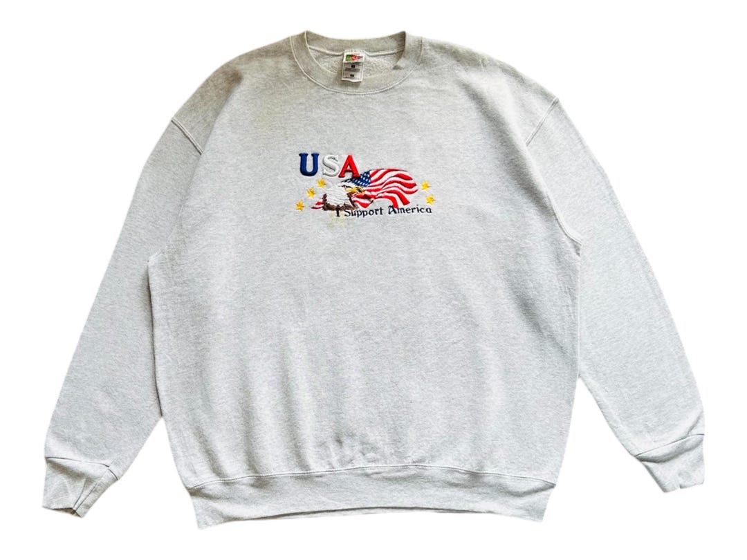 Vintage 90s USA Flag “I Support America” Fruit of the Loom Tag