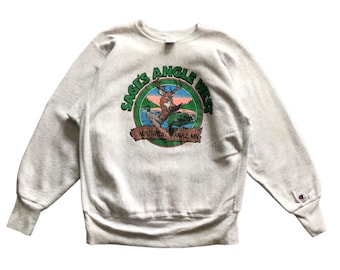 Vintage 90s Champion Reverse Weave Art Animal Sage’s Angle West Northwest Angle MN crewneck Sweatshirt Baggy style L size