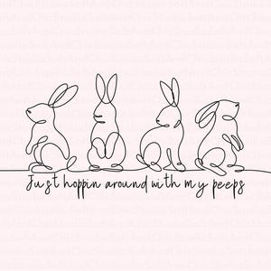 Dessin au trait de lapin minimaliste PNG | Clipart de lapin de Pâques mignon | Dessin au trait continu | Illustration esthétique de lapin | Téléchargement numérique