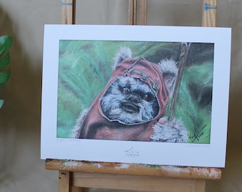 ARTPRINT // WICKET the Ewok - Star Wars // painting pastel chalk fanart - SMALL // made by KayARTWORK