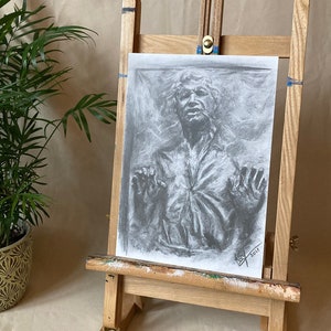 VENTE - ARTPRINT // Han Solo dans Carbonite - Star Wars // Dessin à la craie Fanart - A4 // réalisé par KayARTWORK