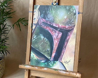 ARTPRINT // BOBA FETT - Star Wars The Mandalorian // Drawing Chalk Fanart - A4 made by KayARTWORK