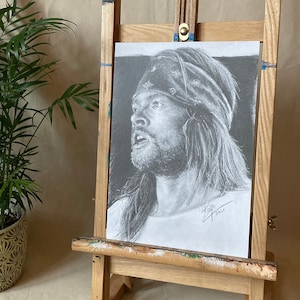 ARTPRINT // AXL ROSE Guns&#39;n&#39;Roses // Drawing Chalk Charcoal Fanart - A4 // made by KayARTWORK