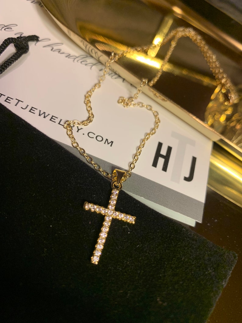 gold cross necklace Simple gold necklace small cross necklace gold fill necklace Gold cross Necklace