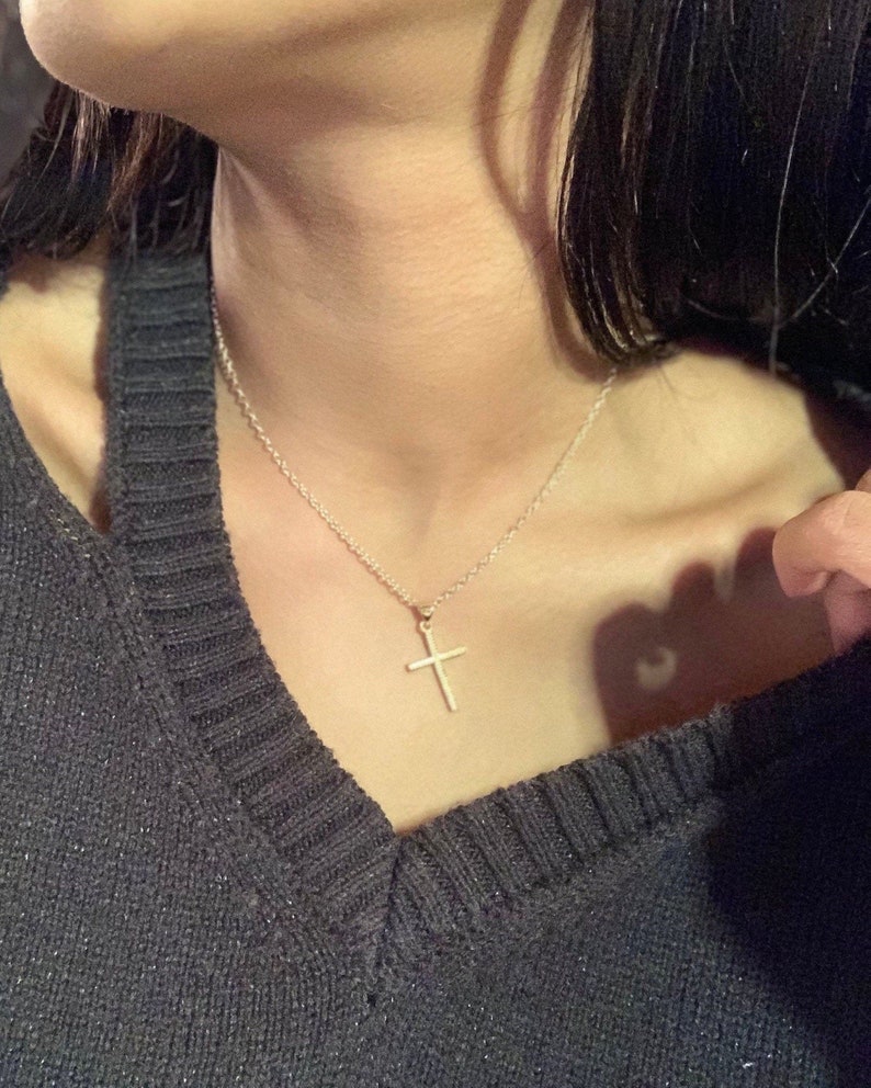 gold cross necklace Simple gold necklace small cross necklace gold fill necklace Gold cross Necklace