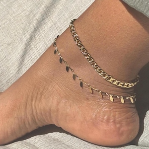 Tobillera colgante / Tobillera con dije / Conjunto de tobilleras / Pulsera de tobillo / Tobillera de oro / Tobillera de eslabones cubanos
