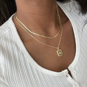 Initial tag necklace| Gold initial necklace| tag necklace| dog tag necklace| gold layered necklace| gold layered necklace set