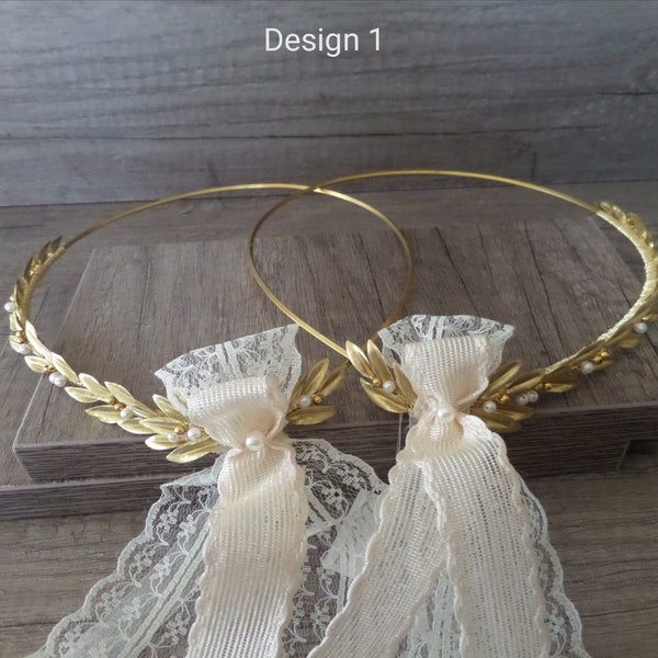 Wedding Crowns With Gold Olive Leaves / Brass Leaves / Bridal Crowns / Orthodox Wedding