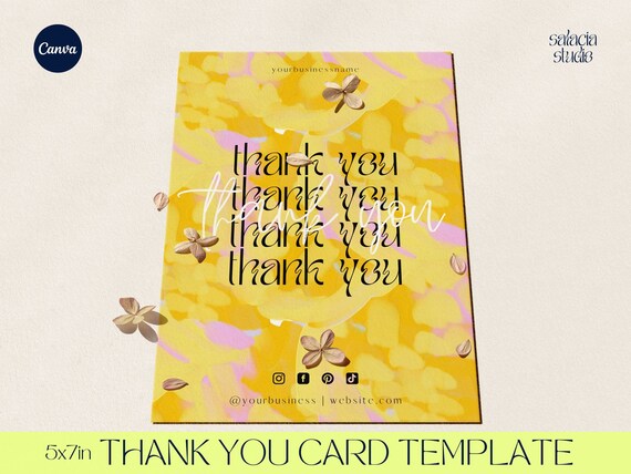 Thank You Card Bright CANVA TEMPLATE for Small Businesses - Etsy