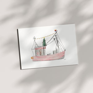 Weihnachtskarte Fischkutter