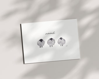 Postkarte mit Schafen „määäh“