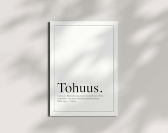 Postkarte &quot;Tohuus&quot; Plattdeutsch Definition für Zuhause