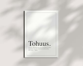 Postkarte "Tohuus" Plattdeutsch Definition für Zuhause