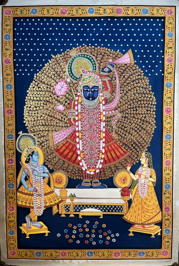 Shrinathji Pichwai Painting With Yamunaji Mahaprabhuji - Etsy