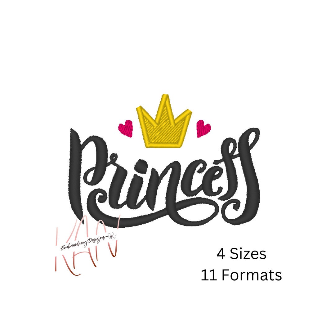 Princess Embroidery Design. Royal Embroidery Files. Embroidery Etsy