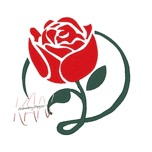 Rose embroidery design. Rose flower embroidery design. Flower embroidery file.  Red rose embroidery design