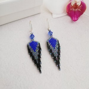 Beaded earrings, womens earrings, handmade, sterling silver ear wire hooks, Christmas gift