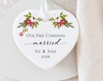 Personalised First Christmas Married Tree Decoration, Wedding Keepsake for couples 2026