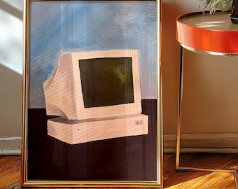 Lámina artística de ordenador de sobremesa de los 90, decoración de pared acrílica de estilo pop retro.