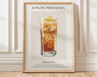 long island iced tea print | bar cart wall art | digital art print | cute kitchen decor | kitchen decor | maisonmariefinds