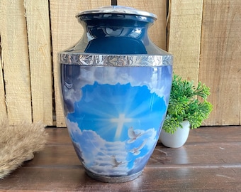 Heavenly Cross Cremation Urn for Human Ashes, Religious Tribute