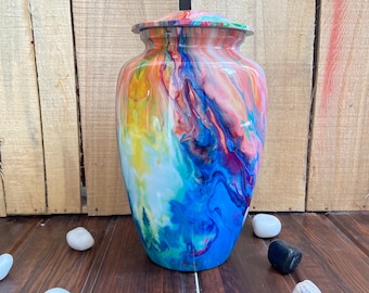 Urna cineraria Tie Dye: urna arcobaleno boho per ceneri umane
