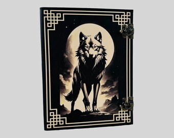 Wolf Grimoire Leather 3-Ring Binder: Personalized Portfolio