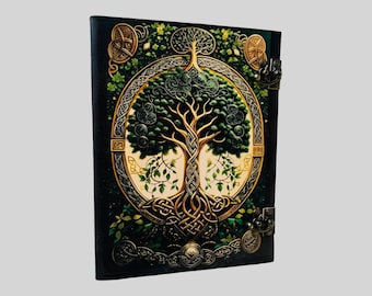 Carpeta de anillas de cuero / Carpeta de cuero tamaño A4 / Carpeta de grimorio de cuero / Carpeta de impresión UV / Funda de cuaderno / Organizador de cuero para regalo de Navidad