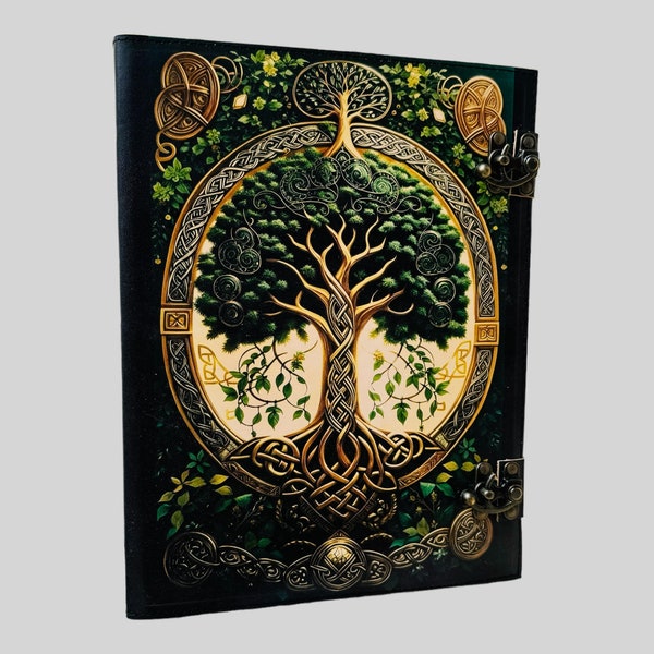 Leder Ringbuch | Ledermappe A4 Format | Grimoirebuch aus Leder | UV Print Binder | Notizbuchhülle | Leder Organizer Weihnachtsgeschenk