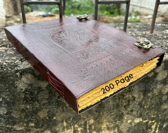 Diario del Árbol de la Vida en Cuero Hecho a Mano: Grimorio Vintage, Libro de las Sombras
