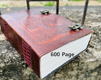 Personalisiertes Lederbuch, Baum des Lebens Buch der Schatten, 600 Seite keltisches Grimoire