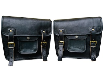 Handmade Leather Motorcycle Saddlebags: 9x11 Inch Bike Panniers
