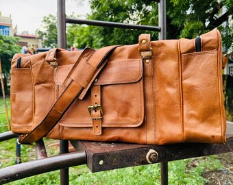 Bolsa de viaje de cuero personalizada, bolsa de fin de semana de cuero de grano completo, bolsa de viaje, bolsa de noche hecha a mano, regalo para hombre, equipaje de mano