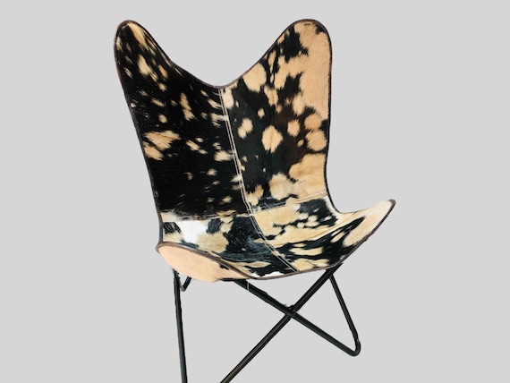 Leather Butterfly Chair, Cowhide Leather, Hair-On Leather Butterfly Chair, Living Room Chair, Gift for him, Gift for her Arm Chair, Chairs