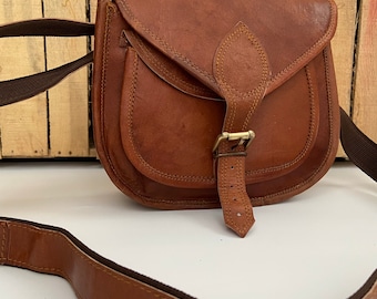 Handmade Leather Saddle Crossbody Bag, Shoulder Purse