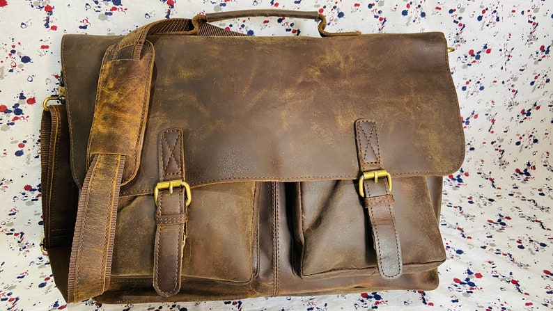Genuine leather messenger bag laptop bag shoulder bag for women gift for men office bag work briefcase rustic bag Large Satchel
