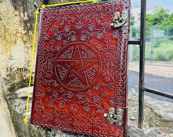Personalized Leather 3 Ring Binder, Embossed Pentagram Portfolio