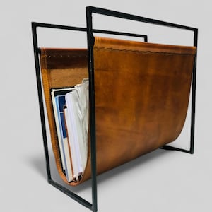 Leather Magazine Holder, Leather Magazine Rack, Brown leather Magazine And Paper Holder News Paper Holder, Magazine and Paper Storage, Gifts