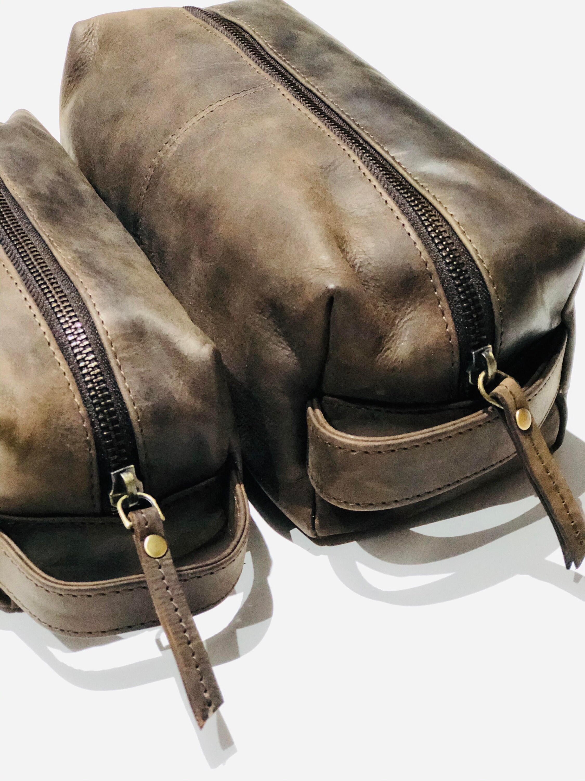 Personalized Leather Dopp Kit Bag 1st Anniversary Gift for Etsy