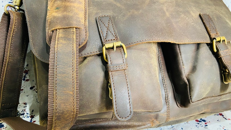 Genuine leather messenger bag laptop bag shoulder bag for women gift for men office bag work briefcase rustic bag Large Satchel