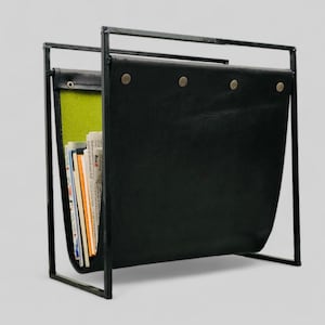 Leather Magazine holder Black / Brown Leather Rack Iron magazine rack Living Room/Office Decoration Home Decor Newspaper Rack
