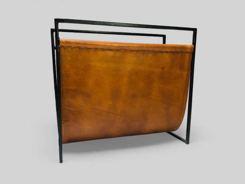 Leather Magazine Holder, Leather Magazine Rack, Brown Leather Magazine ...