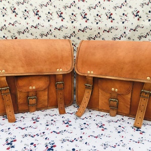 Leather Bike Bag, Bicycle Bags, Customizable Leather Pannier Bicycle, Bike Pannier Messenger Bag, Royal Enfield, Leather Pannier, Saddlebags