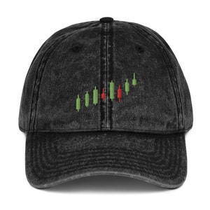 Boné vintage do mercado de ações, boné vintage bordado, opções de gráficos de comerciante de velas Forex Crypto Investing Cryptocurrency Trading Bull Cap