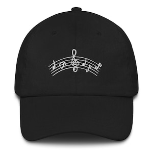 Chapeau notes de musique (chapeau papa brodé), chapeau musique, casquette symbole de la musique