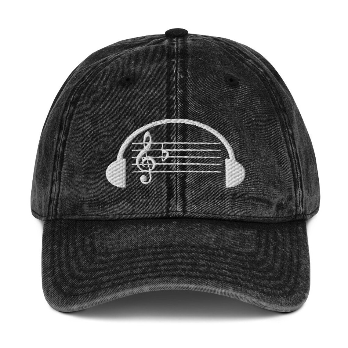 Music Notes Hat Vintage Cotton Twill Cap Music Hat Music Etsy