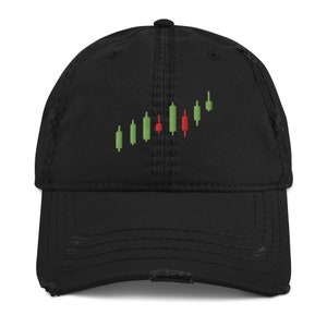 Chapéu de pai angustiado do mercado de ações, chapéu bordado, opções de gráficos de comerciante de velas Forex Crypto Investing Cryptocurrency Trading Bull Cap