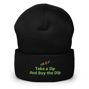 Tome um gole e compre o gorro bordado Dip, chapéu do mercado de ações, gráficos de velas, opções de Forex Crypto, chapéu engraçado