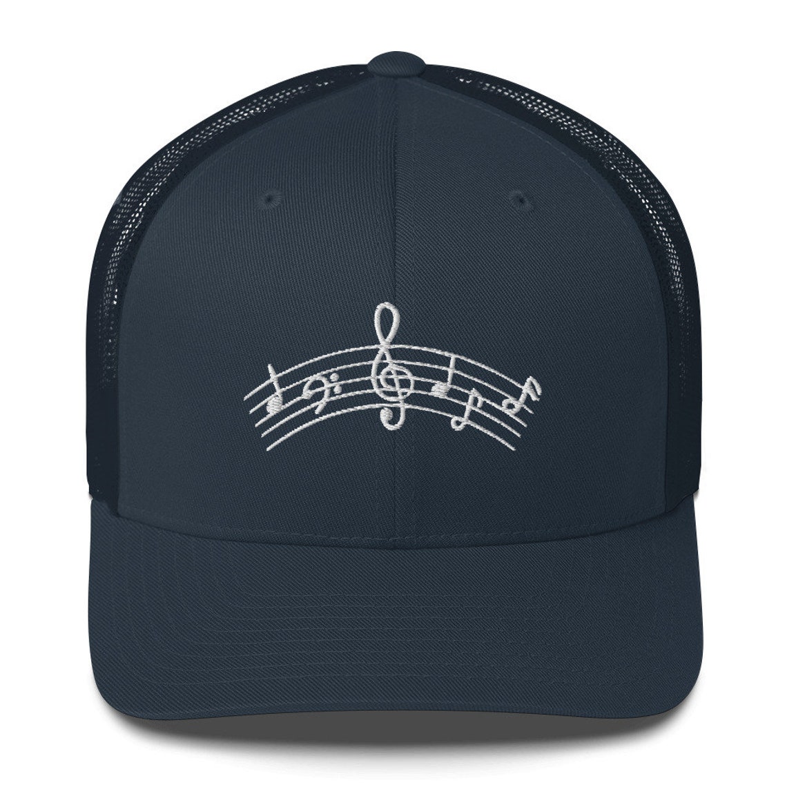 Music Notes Hat Embroidered Trucker Cap Music Hat Music Etsy